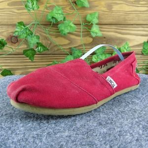 TOMS Women Flat Shoes Red Fabric Slip‎ On Size 8 Medium